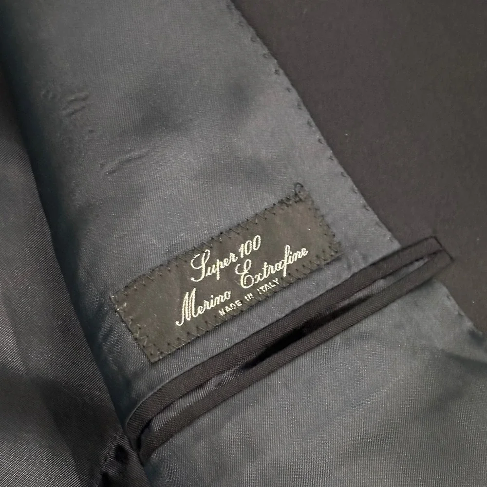 Giorgio Emporio Blazer Mens 46 Navy Blue 3-Button‎ Made in Italy Sport Coat